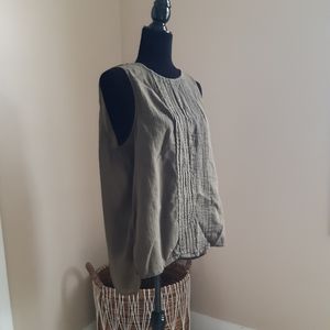 Olive Sheer-back linen tank